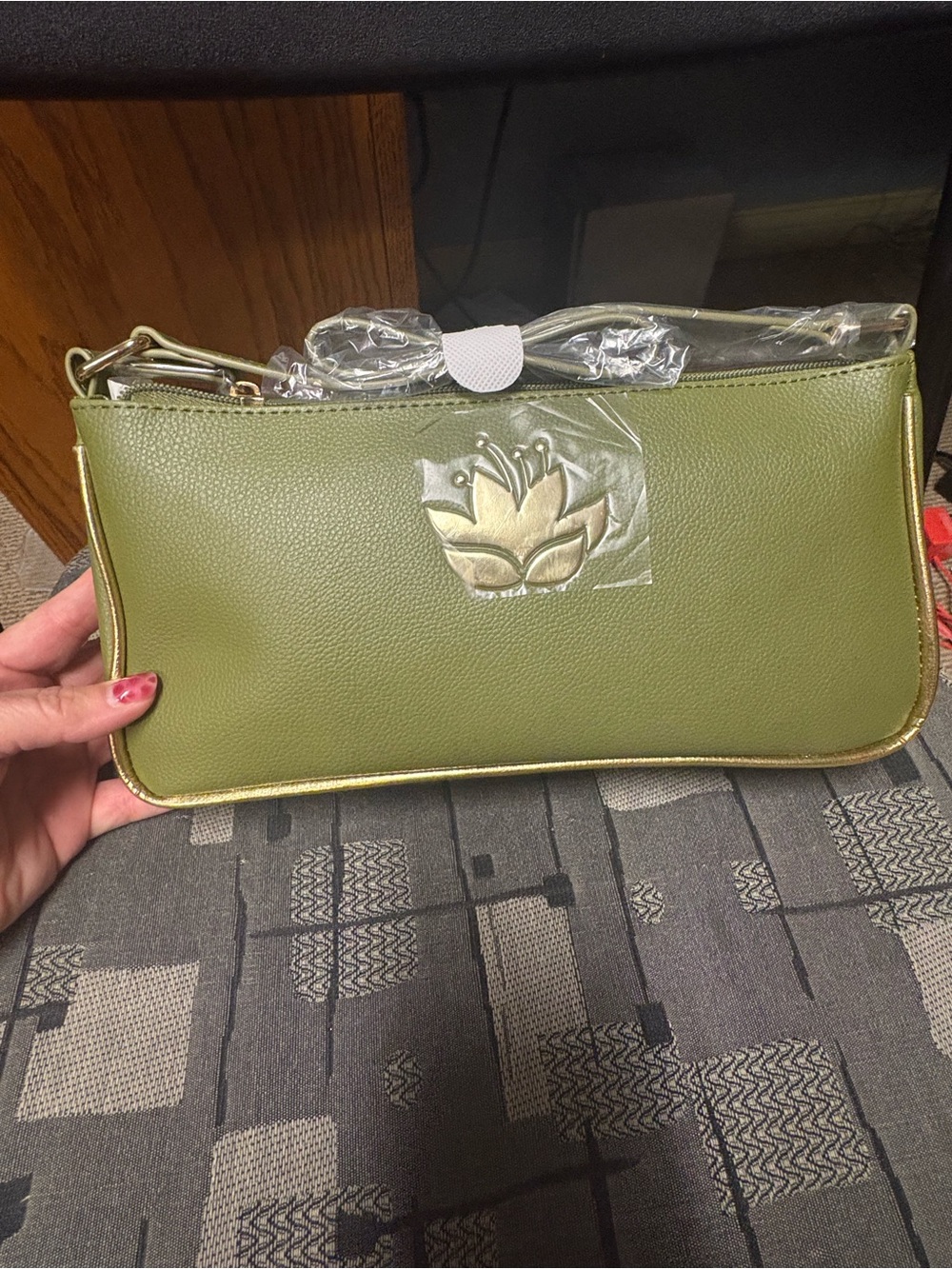 Olive Green Tiana Shoulder Clutch with Gold Trim by Danielle Nicole